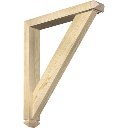 Ekena Millwork Traditional Arts and Crafts Rough Sawn Bracket w/ Offset Brace, Douglas Fir, 4"W x 24"D x 28"H BKT0402X24X28TRA03RDF